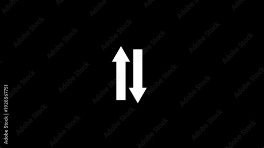 Swipe up down arrow animation on the black background. up down arrow loading animation.