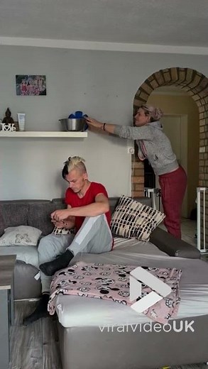 Girl pranks boyfriend with exploding bowl of flour || Viral Video UK