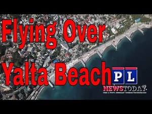 Ludwig van Beethoven Over Yalta Beach Crimea. Drone footage