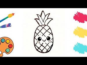 How to draw a kawaii pineapple 🍍|cute,easy step by step