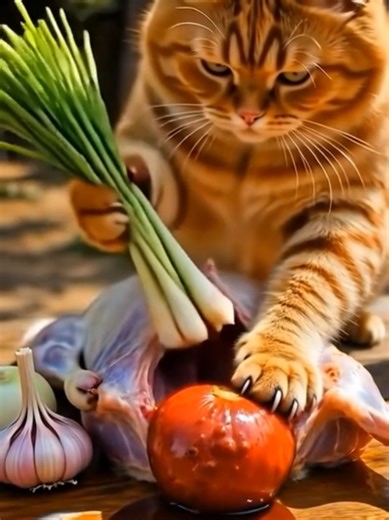 Cat Chef Creates Roasted Goat Dish