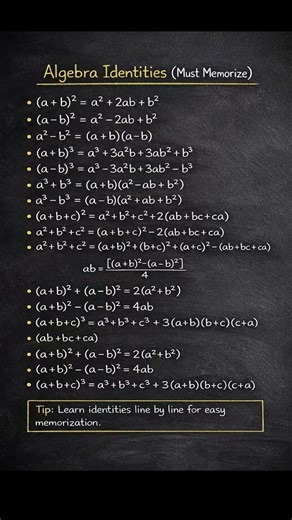 Save This Now or Lose Marks 😱 | 30 Important Algebra Identities | Class 9–10 Maths 🔥