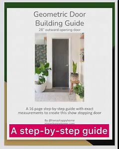 Do you have a boring door? With this DIY building guide you can turn it into a show stopping piece of art. Link in profile. Building plans include the exact measurements and angles on for each board, and placement for your door. Choose your door size for the perfect fit! #diybarndoor #diydoor #barndoor #doordesign #budgetdesign #accentwall #featurewall | Hana - DIY, Design, Crafting | Facebook
