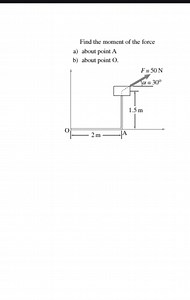 Find the moment of the forcea) about point Ab) about point O ... | Filo