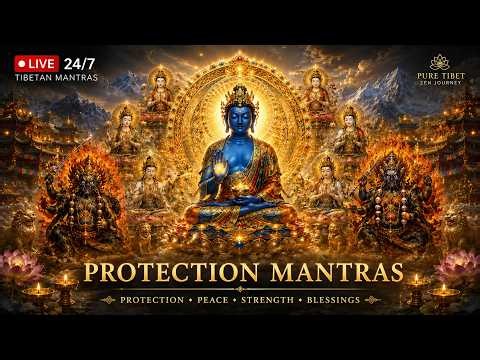 LIVE 24/7 Tibetan Buddhist Mantras Chant Every Day | Om Mani Padme Hum, Green Tara & Medicine Buddha