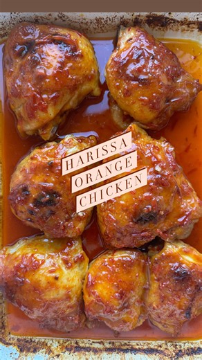 I had a jar of Harissa in my fridge dying to be used and so when I saw this recipe on @thekitchn and I realized I had everything I needed, I knew I had to make it. Harissa is a North African red chile paste which is sweet, smoky, tangy, and just enough spicy but not too hot. I love using it in sauces when I cook. For this recipe, orange juice and zest, harissa and honey come together to make a delicious sweet, spicy and bright sauce that flavors the meat beautifully giving you big flavor in ever