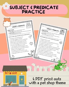 Subject and Predicate Worksheets | Sentence Structure Practice | 3rd 4th 5th
