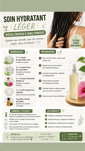 4 soins hydratants pour cheveux à faible porosité #routinecapillaire #cheveuxnaturels