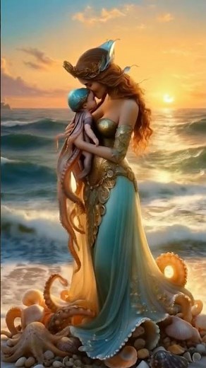 beautiful mermaid kissing little Octopus #mermaid #mermaidlove