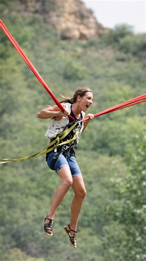 A powerful human slingshot launch