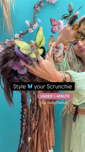 Tutorial Time ✨; Style 🦋 your Scrunchie! A quick and easy Dread Style under 1-minute with the Dread Scrunchie! Comment “🦋” to get yours ! #easyhairstyles #scrunchie #hairideas | SaltyDreads