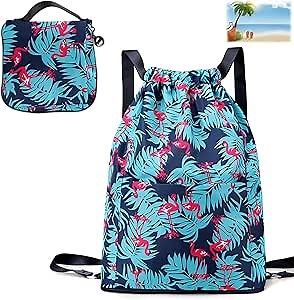 Drawstring Foldable Large Capacity Dry-Wet Separation Travel Sports Backpack,Foldable Drawstring Backpack for Travel (R)