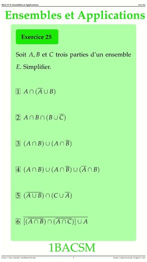 Exercice 25 Ensembles et Applications 1BACSM Maths space2study #maths #1bac #2bac #space2study