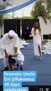 Dramatic Uncle Eni with Phina Tz at Rakeem 40days Celebration with a bicycle present for Rakeem.