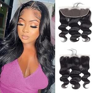 HD Lace Frontal 12 Inch Body Wave 13x4 Human Hair Frontal for Black Women 100% Human Hair Lace Frontal Can be Curly and Dyed With Baby Hair (12 Inch, 13x4 Black)