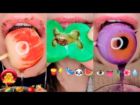 ASMR Satisfying Eating Emoji Food Challenge Mukbang Sounds