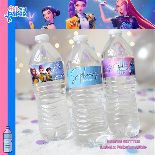 K-pop Party Water Bottle Labels Personalized | Cute Saja Boys Theme Birthday Favor Wraps | 8.5 X 1.3 Inches - Etsy