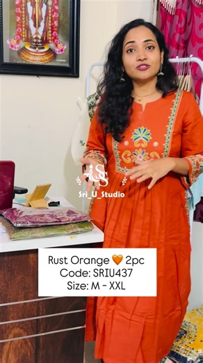 Kalpana Ponnam on Instagram: "Rust Orange 🧡 2pc Code: SRIU437 Size: M - XXL Cotton Fabric With heavy embroidery work Both sides packet Website Link is in the Bio ✅ Category: M - XXL ✨Wrap yourself in the charm of tradition with our outfits ❤️ ✨ Step in to style 👗 Step in to comfort ❤️ ❌❌ Don’t trust any whatsapp numbers given in comments section ❌❌ . . . . #sriustudio #outfits #kalpanaponnam kalpanamuchatlu telugu 2pcs 3pcs trending dresses treditional coordsets reel Instagram suit wedding wed