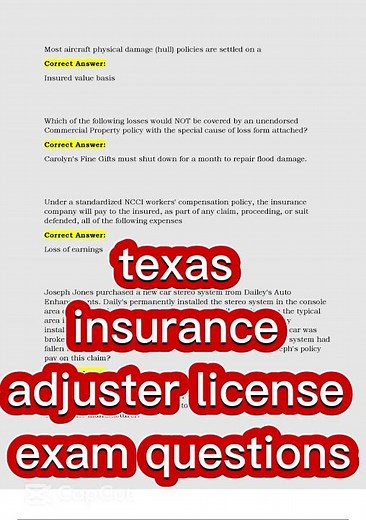 texas insurance adjuster license exam questions