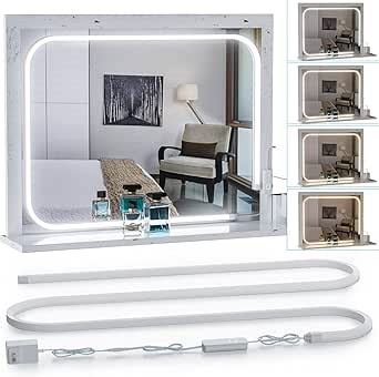 MY BEAUTY LIGHT LED Vanity Lights Strip for Mirror, 3000K-6000K Adjustable Color Temperature Bright Vanity Mirror Lights, 6.56FT Dimmable Makeup Light, ELT Approval 24V Stick on Lights for Mirror