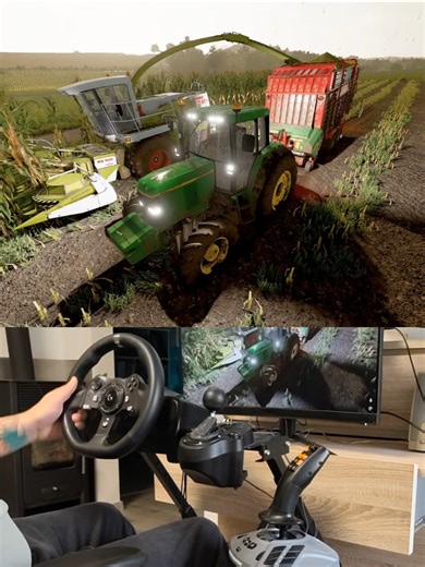 Farming Simulator chopping corn deep mud Steering Wheel Manual Shifter Thrustmaster Farmstick #dkgc