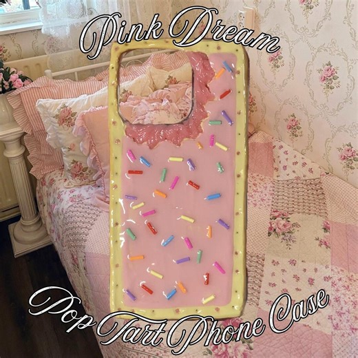 The "pink Dream" Strawberry Milkshake Pop Tart Decoden Case, Americana Aesthetic, Cute Phone Case, Faux Food - Etsy