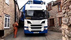 Lorry gets stuck in narrow Somerset lane