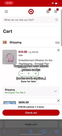 🎯 Target March Discount Codes to Try (2026) 🎯 1️⃣ 🔥 45% Off — TARGETVALUE45 Sometimes works really well. Not guaranteed, but worth trying first. 2️⃣ 💳 $500 Target Credit — once per account ⭐️ Found this on Tar.CuponSave.com. There’s a short breakdown there. 3️⃣ 🌷 25% Off — SPRING25 Around 25% off for some users. 4️⃣ 🛒 35% Off — BASKET35 Meant to take off about 35%. Some people get it. 📌 Save this 📤 Send it to whoever’s ordering online