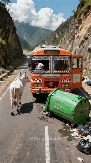 The divine cow appeared! Prevented the disaster from happening.#cow #rescue