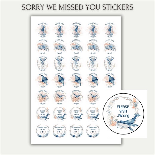 JW Stickers Sealife, Letter Writing Stationery, Ministry Supplies, Gift for Pioneers, Stickers for Jehovah's Witnesses, Please Visit JW.ORG - Etsy