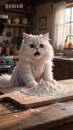 POV: You hired a cat to bake bread... HUGE FLOUR EXPLOSION! 🍞💥#funny #cat #cooking