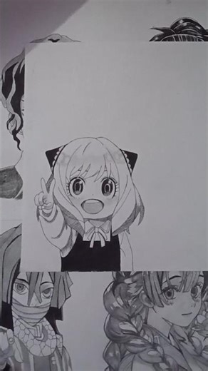 Anya forger pen sketch art 🎭😈💀 #anime