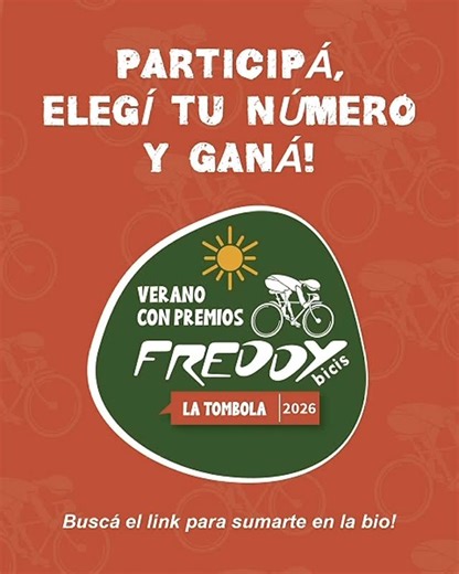 Bicicletas y accesorios on Instagram: "PARTICIPÁ, ELEGÍ TU NÚMERO Y GANÁ! ✔️VERANO CON PREMIOS EN FREDDY BICIS 🚴🚴 Link para sumarte en la bio 🚴🚴 〰️ Sorteo por Lotería Nacional Nocturna, una vez completa la grilla. 〰️ Números disponibles: del 00 al 99 🚴 PREMIOS: 1.- Una Bici Venzo Ahead / Shimano 2.- Una Bici Gribom / Shimano 3.- Un Casco Venzo 4.- Un Buzo micropolar Salpa 5.- Una Remera microfibra Salpa 6.- Un Bolso porta celular 7.- Un Par guantes ciclismo SOLO POR PARTICIPAR TENÉS UN 10% 