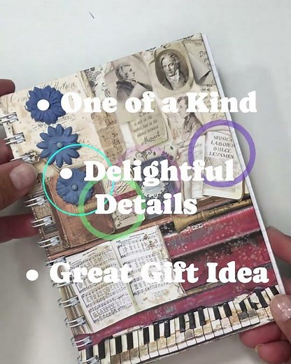 Handmade Lined Journal 503 - Shabby Keyboard