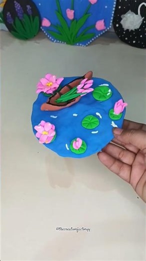 DIY Clay Lotus Pond with Boat 🌸 | Miniature Pond Craft | Easy Clay Art Tutorial #transition