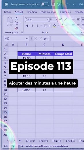 Additionner les heures et les minutes dans Excel