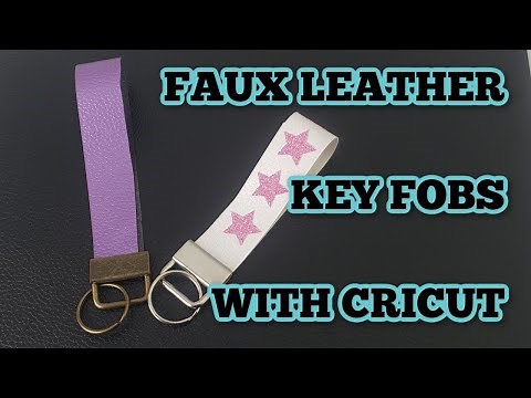 Faux leather key fob with Cricut - Keychain press HTV on Leather