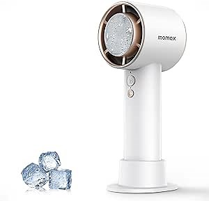 MOMAX Portable Handheld Fan, Speed(1-100) Adjustable Mini Fan, 3000mAh Battery Rechargeable Personal Fan, Digital Display, Gifts for Women Men Travel, Camping, Outdoor, White