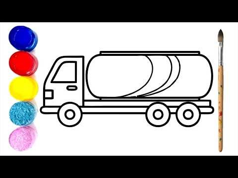 Fuel Tanker Truck Drawing | Tanker Drawing, Painting & Coloring for Kids and Beginners