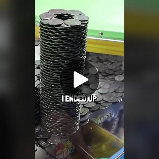 HUGE tower of coins won me this prize at the arcade... #coinpusher #arcadegames #daveandbusters #arcade #coincrash #cointower #fyp #angrybirdscoinpusher