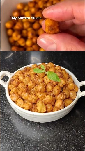 Air Fryer Crispy Spicy Chickpeas 🌶️| Healthy Protein Snack #shorts
