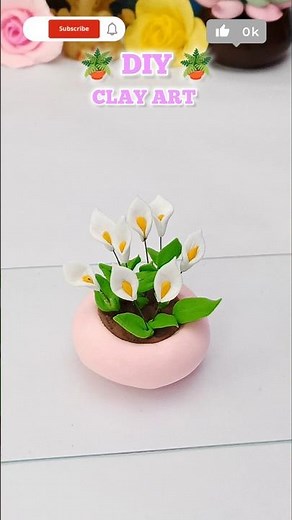 Miniature Clay Flower Pot DIY | Tiny Calla Lily Clay Craft | Easy Mini Clay Tutorial