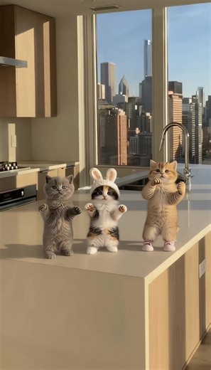 Part 1 | Kittens do viral dance on the table 😻🔥 #fyp #kittens #viraldance #kitchen