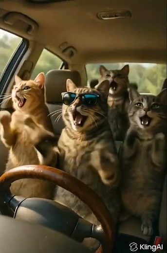 Ginger and His Cat Crew Ride to the Party 😼🔥 | AI Content