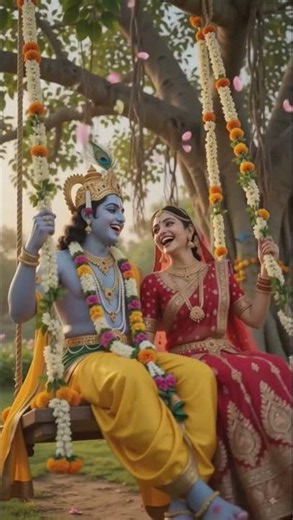 🦚 Radha Krishna Playing in Vrindavan ❤️ ⭐#radhakrishna #shortvideo