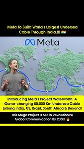 Transforming Global Connectivity! Introducing Meta's Project Waterworth: A game-changing 50,000 km undersea cable linking India, US, Brazil, South Africa & beyond! Set to revolutionize global communication by 2030! #ProjectWaterworth #UnderseaCable #GlobalConnectivity . . . . Photo: Meta | Stockmarketdiaries