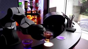 Barney the robo barman readies for cocktail hour