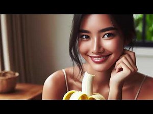 Beautiful Woman Eating a Banana