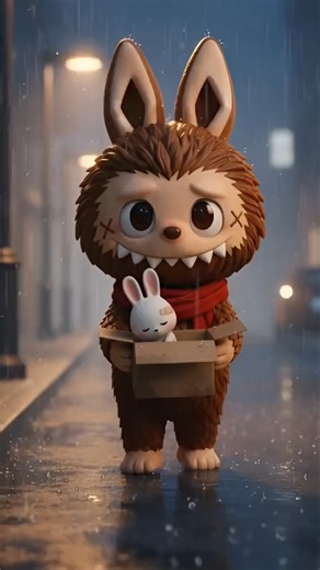 Labubu Saved a Tiny Rabbit 🐰💔 | Emotional Story | #labubu #shorts