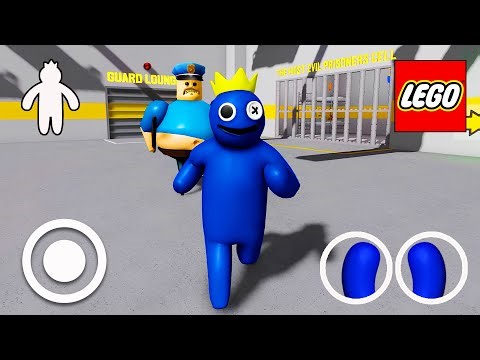 REAL BLUE MONSTER SPEED RUN SCARY OBBY: BARRY'S PRISON RUN! (LEGO MODE) #rainbowfriends #roblox